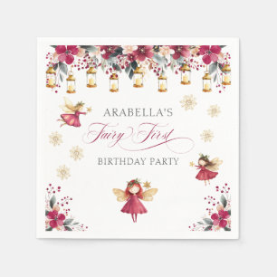 Whimsical Winter Fairy First Birthday Party Napkin
