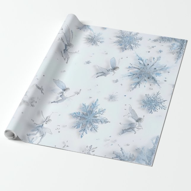 Whimsical Winter Fairy Wrapping Paper (Unrolled)