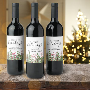 Whimsical Winter Foliage Personalize Wine Label