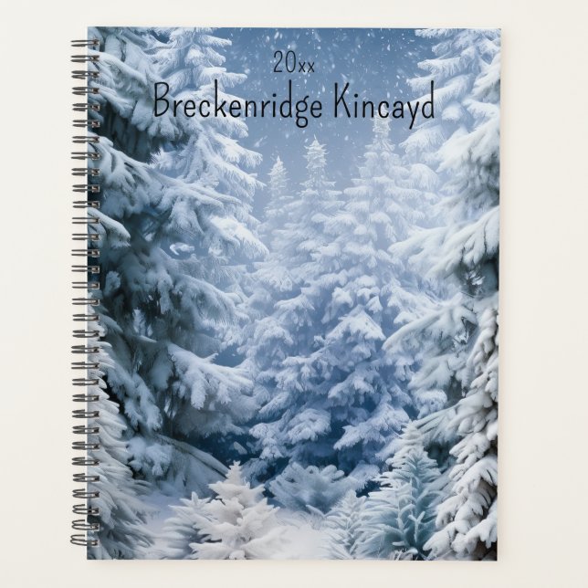 Whimsical Winter Forest Change Name, Year Planner (Front)