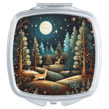 Whimsical Winter Forest Compact Mirror