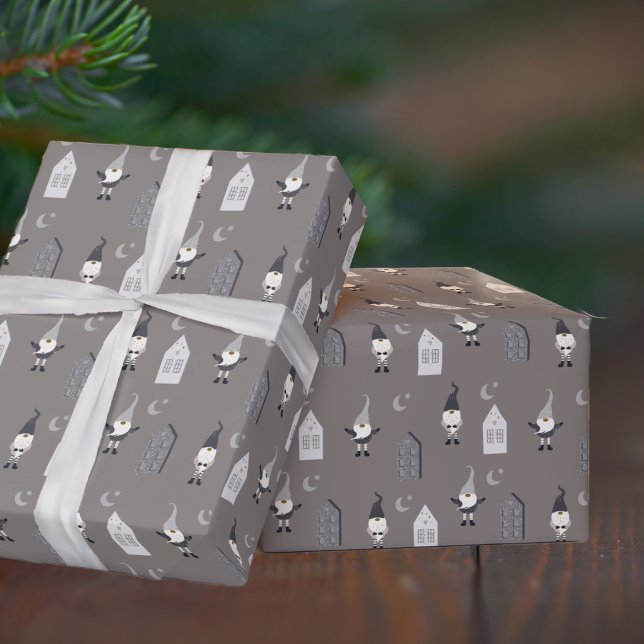 Whimsical Winter Gnomes and Houses Wrapping Paper (Creator Uploaded)