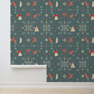 Whimsical Winter Holiday Pattern Wallpaper