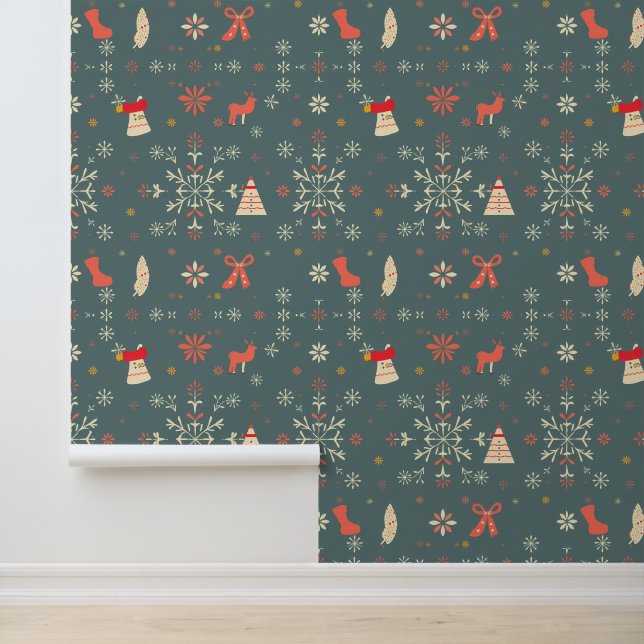 Whimsical Winter Holiday Pattern Wallpaper (Application)