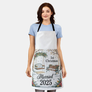 Whimsical Winter Park Our First Christmas Married  Apron