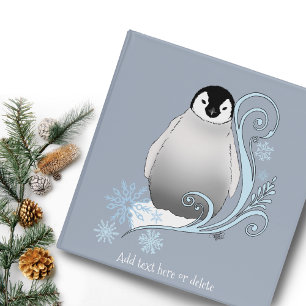 Whimsical Winter Penguin Art Nouveau Snowflakes Binder