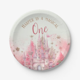 Whimsical Winter Princess Fairytale First Birthday Paper Plate
