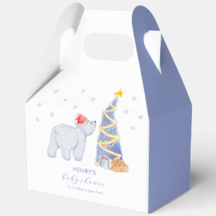 Whimsical Winter Santa Polar Bear Baby Shower Favor Box