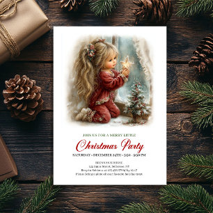 Whimsical Winter Scene Girl Festive Party Invite