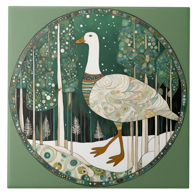 Whimsical Winter Scene Tile (Front)