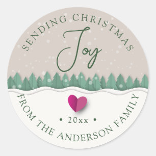 Whimsical Winter Snow Holiday Christmas Joy Classic Round Sticker