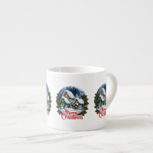 Whimsical Winter Village Snow Globe Espresso Cup