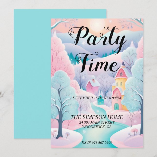 Whimsical Winter Wonderland Christmas Invitation (Front/Back)