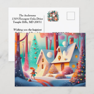 Whimsical Winter's Tale: Add Your Warm Wishes Holiday Postcard