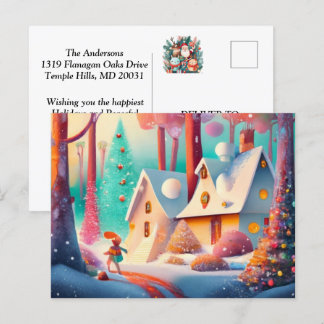 Whimsical Winter's Tale: Add Your Warm Wishes Holiday Postcard