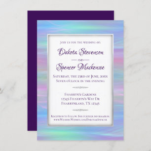 Whimsical Wisps   Holo Fairy Pastel Rainbow Ombre Invitation