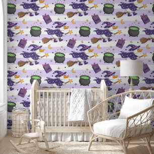 Whimsical Witch Duck & Spells Seamless Pattern Wallpaper