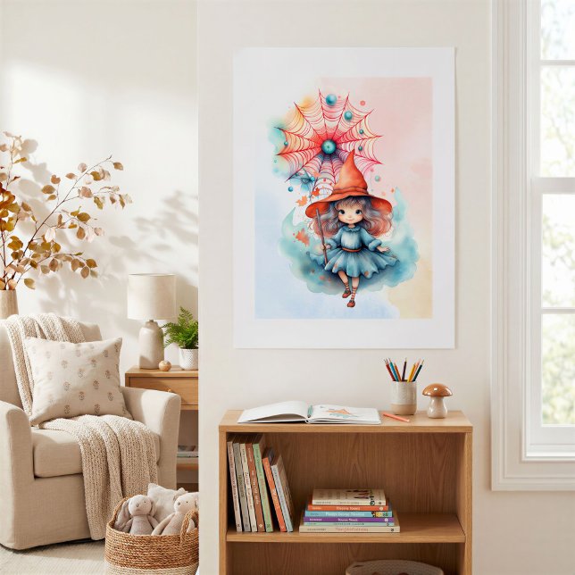 Whimsical Witch Halloween Watercolor Print (Creator Uploaded)