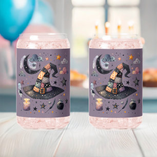 Whimsical Witch Hat and Celestial Magic Can Glass