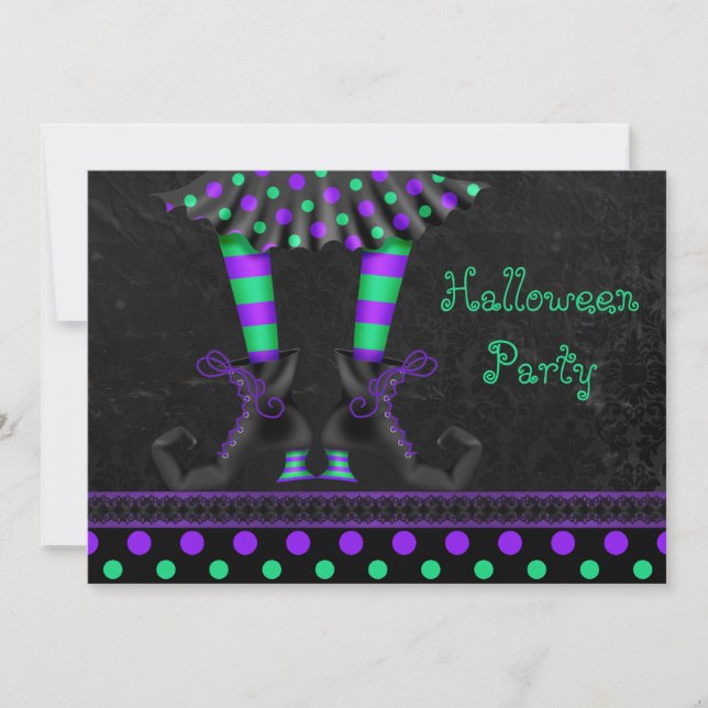 Whimsical Witch Legs Halloween Party Invitation (Front)