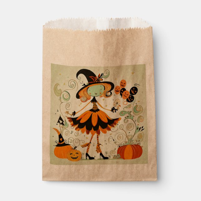 whimsical/witch/pumpkin/fall favour bag (Front)