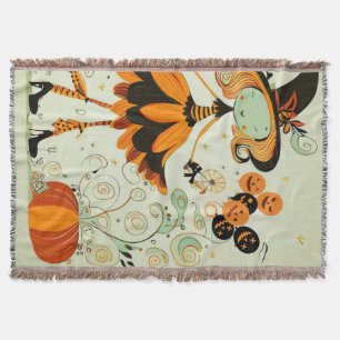 whimsical/witch/pumpkin/fall throw blanket