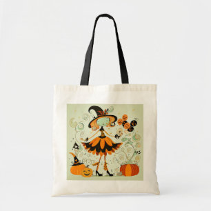 whimsical/witch/pumpkin/fall tote bag