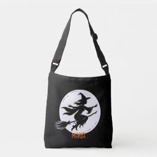 Whimsical Witch Silhouette, Witch, Halloween Witch Crossbody Bag