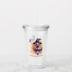 Whimsical Witches – Cute Halloween Witch Acrylic Tumbler