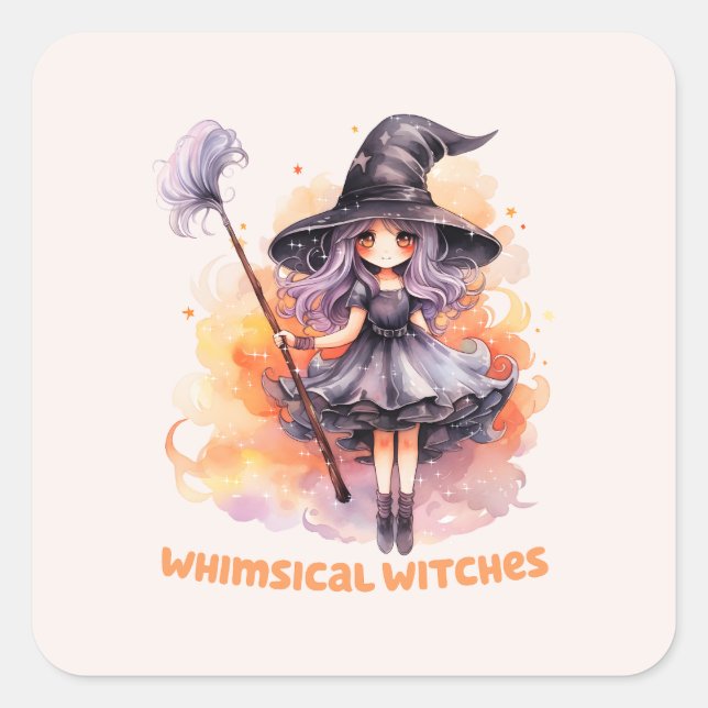 Whimsical Witches Square Sticker (Front)