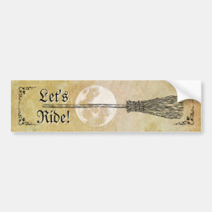 Whimsical Witchy Full Moon Bumper Sticker