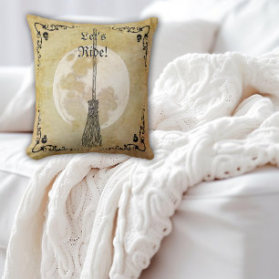 Whimsical Witchy Full Moon Throw Pillow