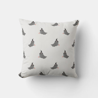 Whimsical Witchy Ghost Pattern Throw Pillow