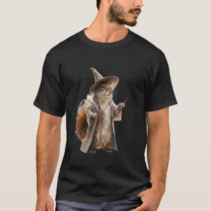 Whimsical Wizard Squirrel Fantasy Art T-Shirt