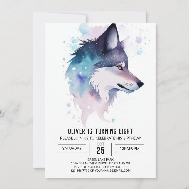 Whimsical Wolf Cub's Birthday Invitation (Front)