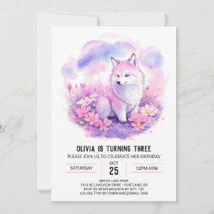 Whimsical Wolf Forest Birthday Invitation