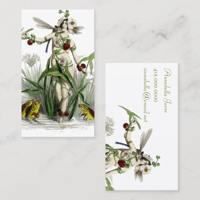 Whimsical Woman and Creatures Business Card (Front/Back)