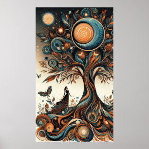 Whimsical Women, Tree and Butterflies Poster