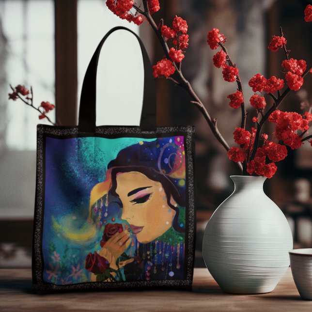 Whimsical women with roses tote bag (Whimsical women with roses tote bag front page
)