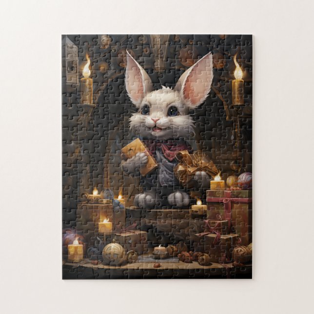 Whimsical Wonder: Bunny Gift-Giver Puzzle (Vertical)