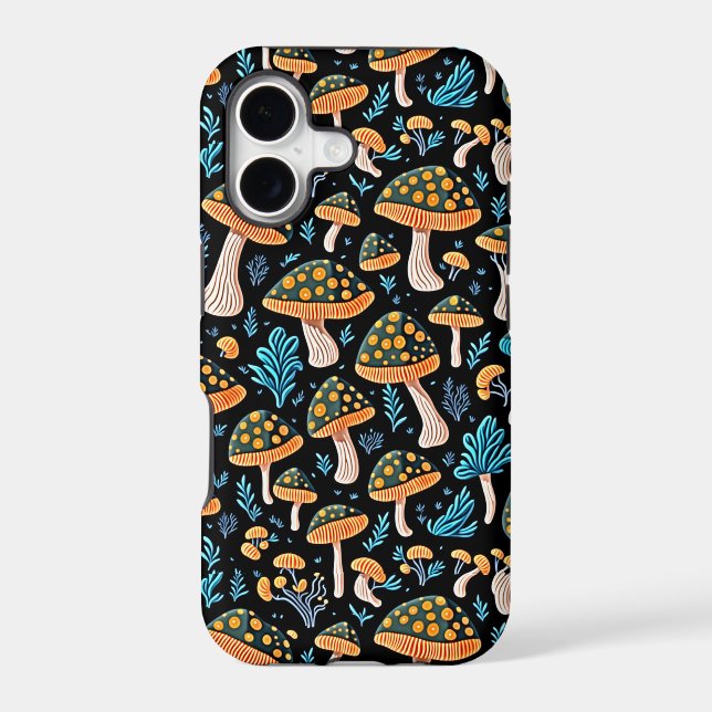 Whimsical Wonder Mushroom Pattern iPhone Case (Back)