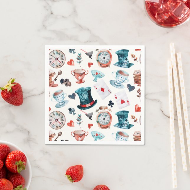 Whimsical Wonderland Tea Party Pattern Napkin (Insitu)