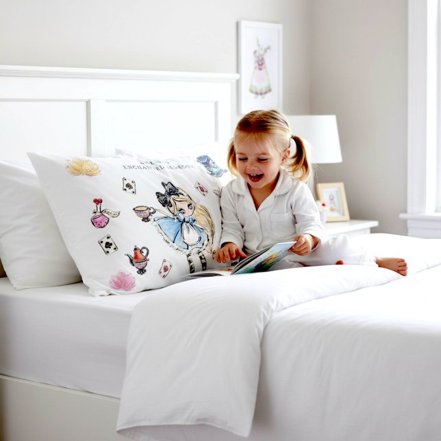 Whimsical Wonderland Tea Party White Pillowcase (Creator Uploaded)