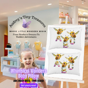Whimsical Wonders ABC Bee Baby Pillow
