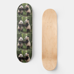 Whimsical Wonders: Baby Pandas Play in Forest Skateboard