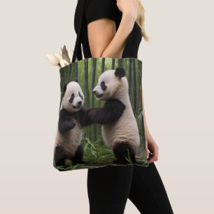 Whimsical Wonders: Baby Pandas Play in Forest Tote Bag