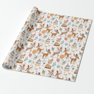 Whimsical Woodland Animals Birthday Wrapping Paper