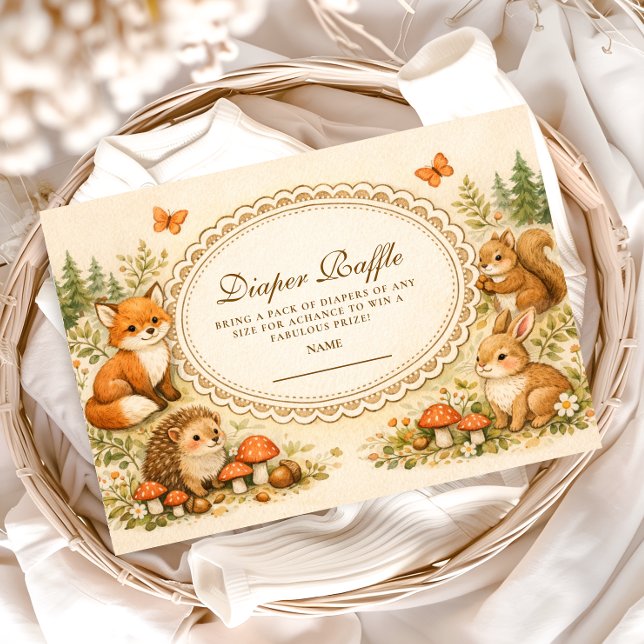 Whimsical Woodland Animals Diapper Raffle Enclosure Card (Creator Uploaded)