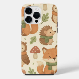 Whimsical Woodland Animals Pattern iPhone 14 Pro Max Case