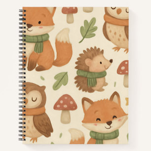 Whimsical Woodland Animals Pattern Notebook